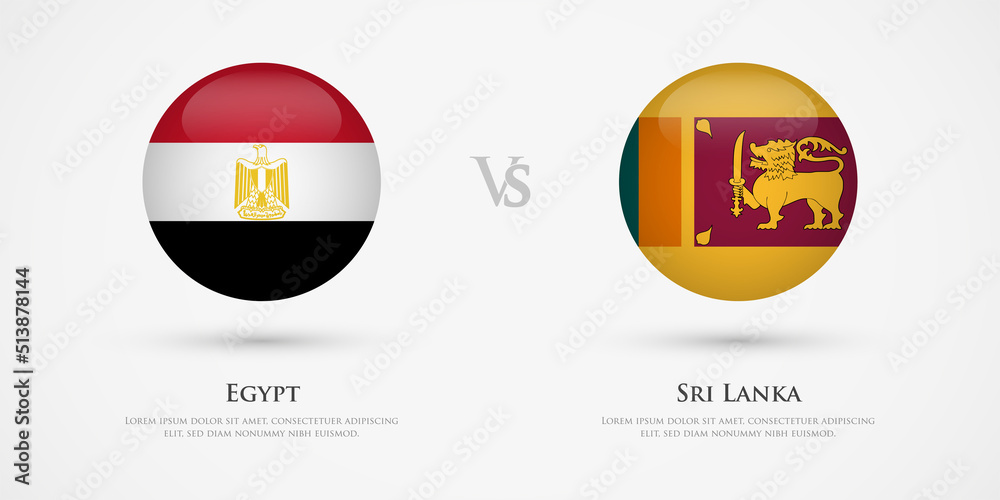 Obraz premium Egypt vs Sri Lanka country flags template. The concept for game, competition, relations, friendship, cooperation, versus.