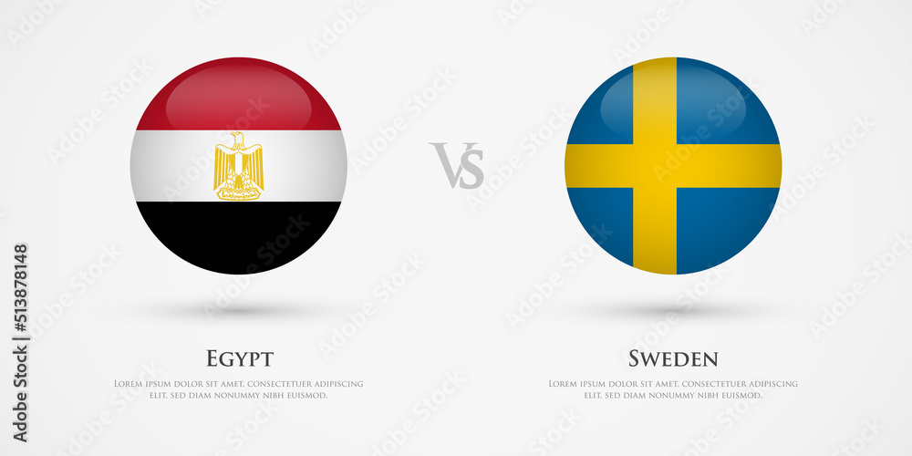 Egypt vs Sweden country flags template. The concept for game, competition, relations, friendship, cooperation, versus. Egypt vs Sweden country flags template. The concept for game, competition, relations, friendship, cooperation, versus.