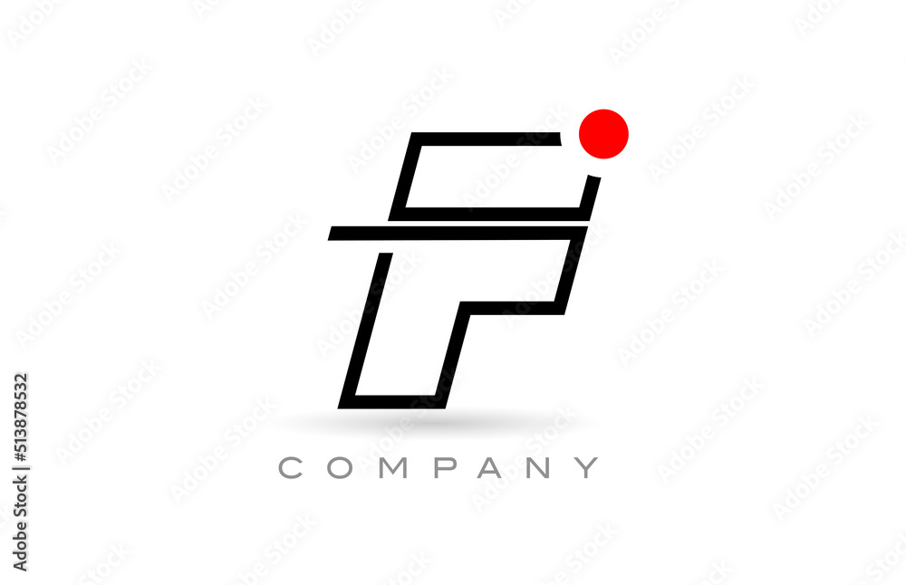 Simple F alphabet letter logo icon design with line and red dot. Creative template for company and business Simple F alphabet letter logo icon design with line and red dot. Creative template for company and business