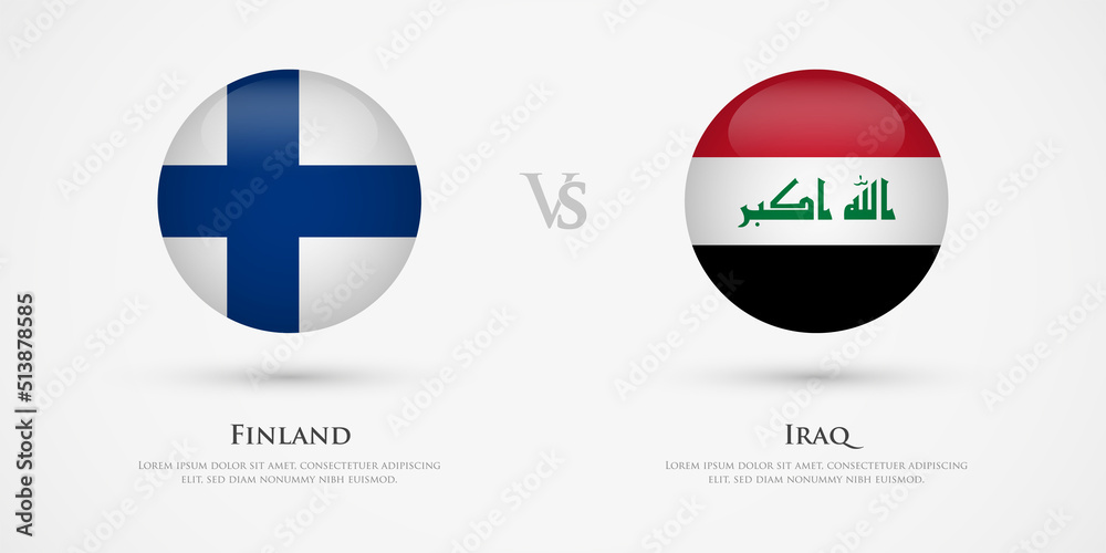 Finland vs Iraq country flags template. The concept for game, competition, relations, friendship, cooperation, versus. Finland vs Iraq country flags template. The concept for game, competition, relations, friendship, cooperation, versus.