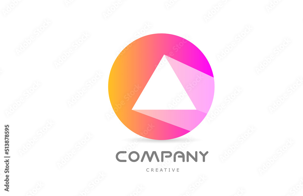 pink yellow A alphabet letter logo icon with long shadow. Creative template for business or company with circle pink yellow A alphabet letter logo icon with long shadow. Creative template for business or company with circle