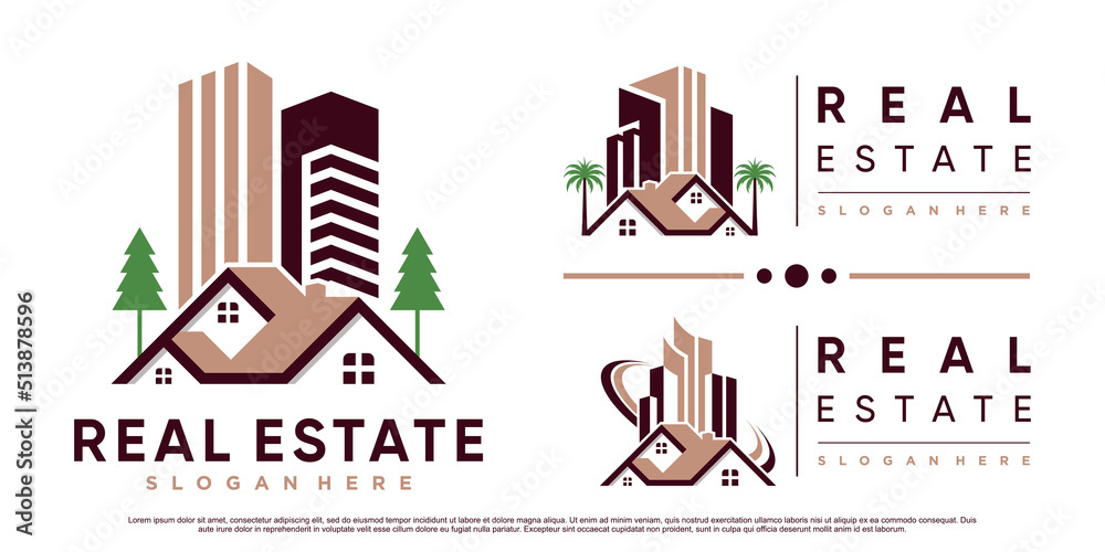 Set collection of real estate building logo design inspiration with modern concept Premium Vector Set collection of real estate building logo design inspiration with modern concept Premium Vector