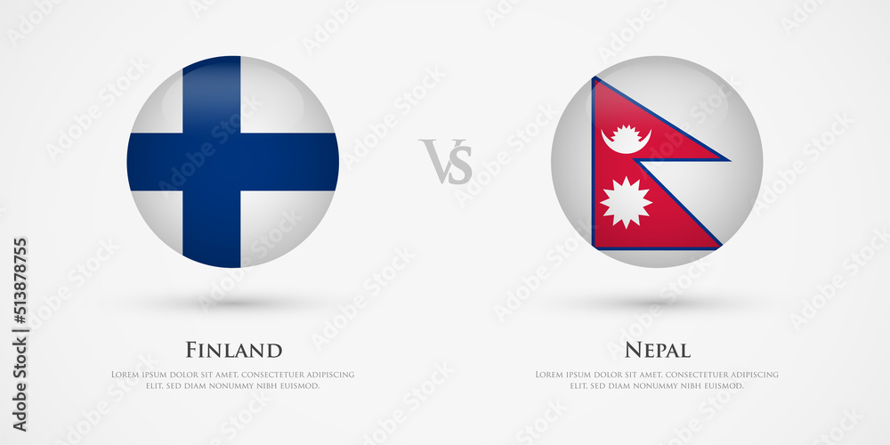 Finland vs Nepal country flags template. The concept for game, competition, relations, friendship, cooperation, versus. Finland vs Nepal country flags template. The concept for game, competition, relations, friendship, cooperation, versus.