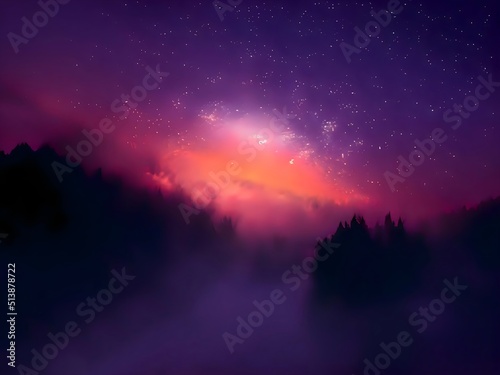 night landscape mountain and milky way galaxy background our galaxy  long exposure  low light