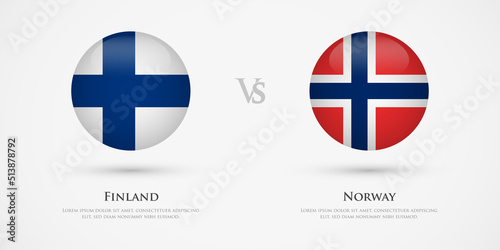 Finland vs Norway country flags template. The concept for game, competition, relations, friendship, cooperation, versus.