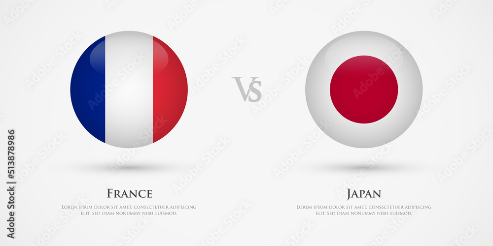 France vs Japan country flags template. The concept for game, competition, relations, friendship, cooperation, versus.