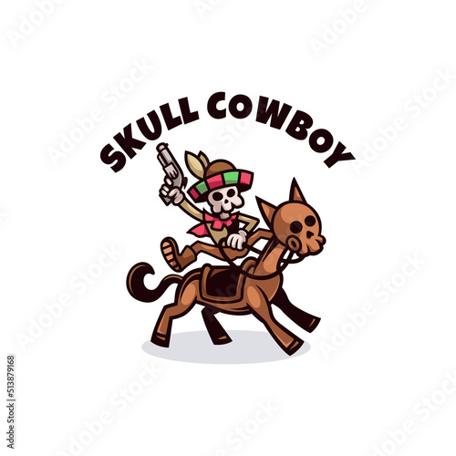 Illustration vector graphic of Skull Cowboy Logo, good for logo design