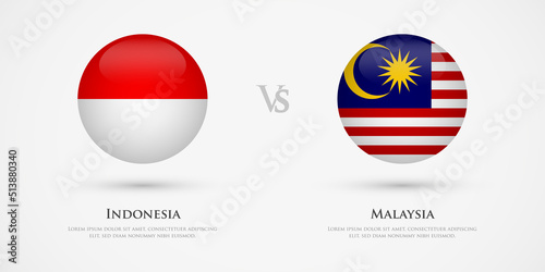 Indonesia vs Malaysia country flags template. The concept for game, competition, relations, friendship, cooperation, versus.