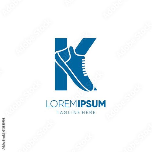Letter Initial K Shoes Logo Design Vector Icon Graphic Emblem Illustration Background Template