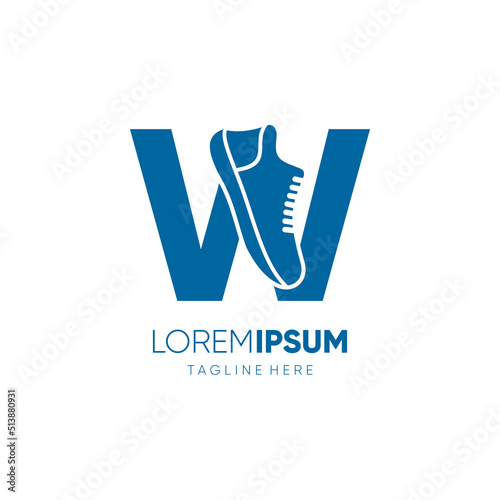 Letter Initial W Shoes Logo Design Vector Icon Graphic Emblem Illustration Background Template
