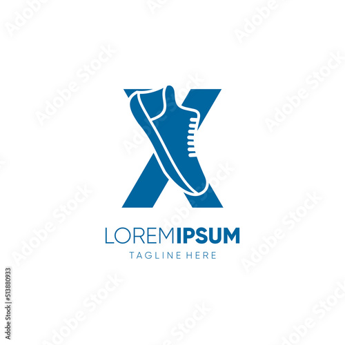 Letter Initial X Shoes Logo Design Vector Icon Graphic Emblem Illustration Background Template