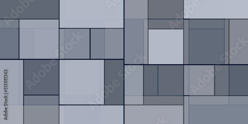 Simple Rectangular Tiled Frames of Various Sizes, Colored in Shades of Grey - Geometric Shapes Pattern, Texture on Wide Scale Background - Design Template in Editable Vector Format