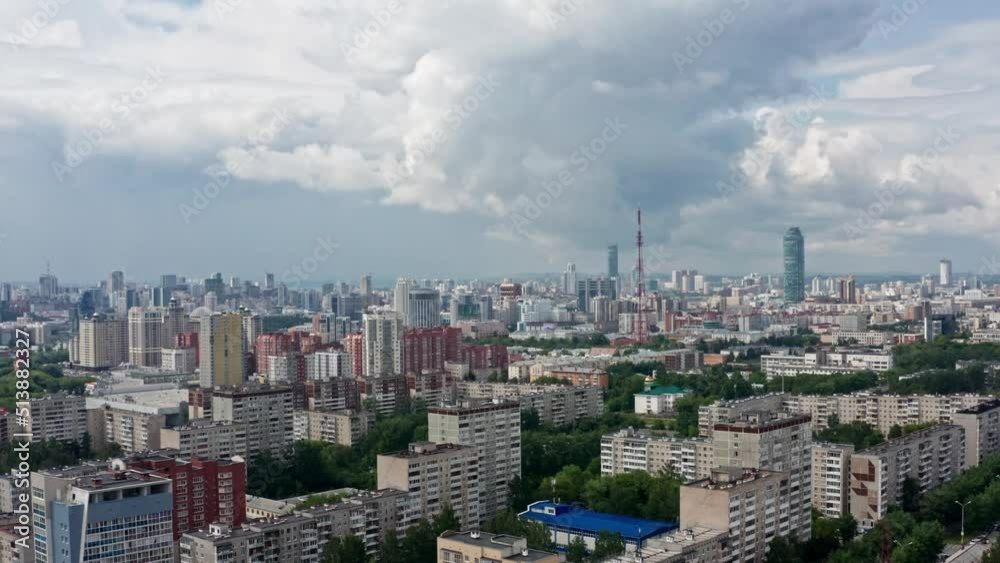 Aerial view of the city before a thunderstorm Aerial view of the city before a thunderstorm