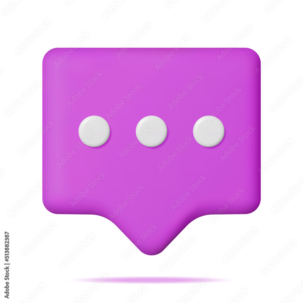 3D Chat Bubble with Dots Isolated. 3D Chat Bubble with Dots Isolated.
