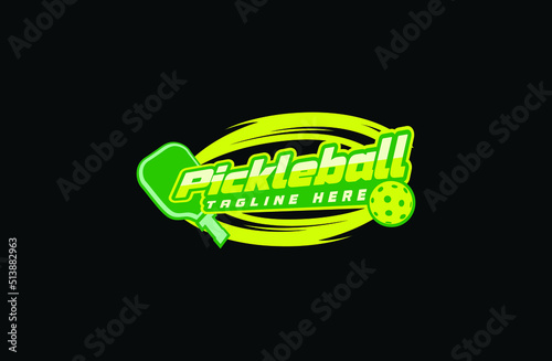 pickleball logo vector graphic for any business especially for sport team, club, community.