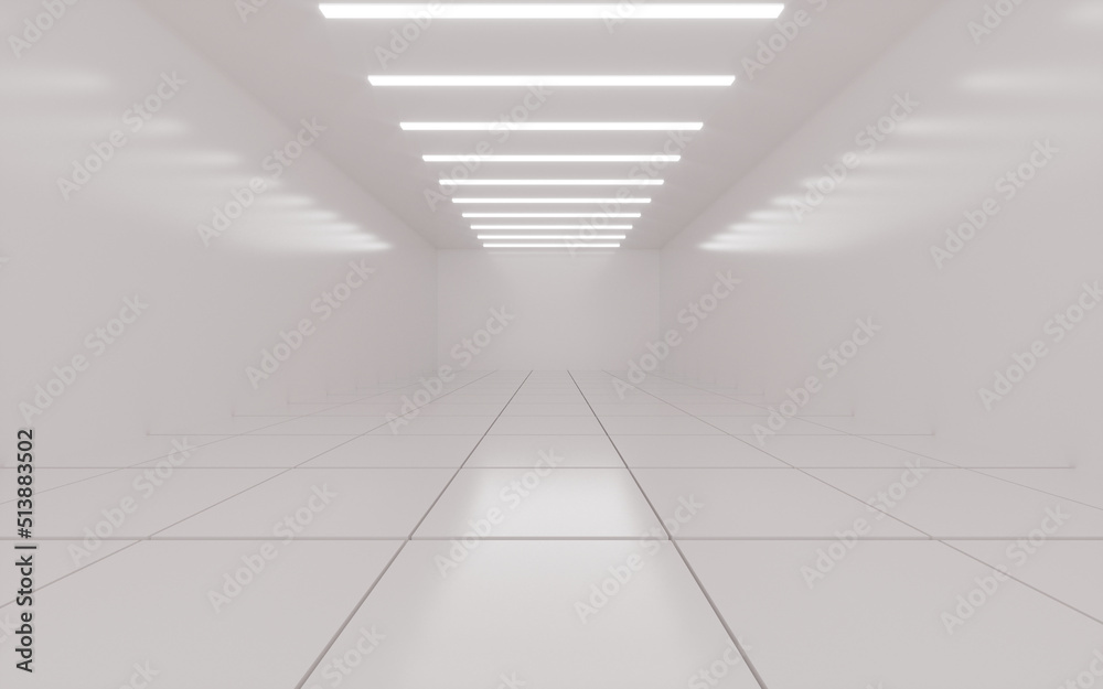Obraz premium White empty room with light and shadow, 3d rendering.