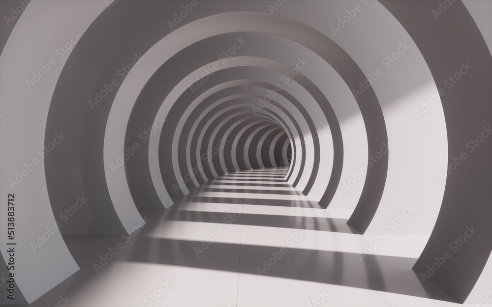 Obraz premium Grey circular tunnel, 3d rendering.