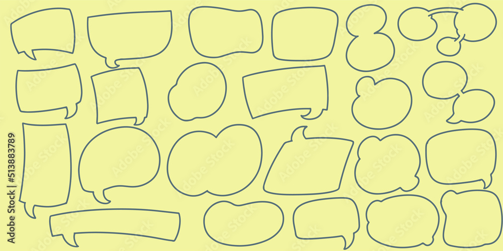 Twenty two Hand drawing doodle speech bubble set. Hand Drawn Comics Style Speech Bubbles. Twenty two Hand drawing doodle speech bubble set. Hand Drawn Comics Style Speech Bubbles.