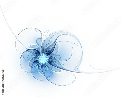 Abstract fractal beautiful fantasy flower on white background
