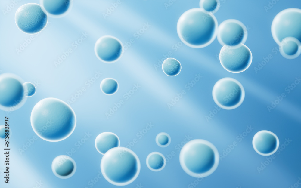 Lots of dissociative blue cells , 3d rendering.