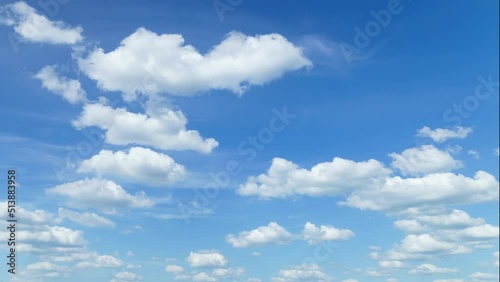 timelapse of beautiful blue sky with clouds on bright sunny day for abstract background
