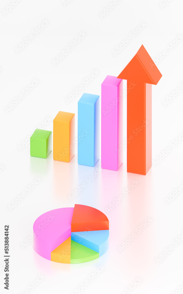 Business statistics chart, 3d rendering.