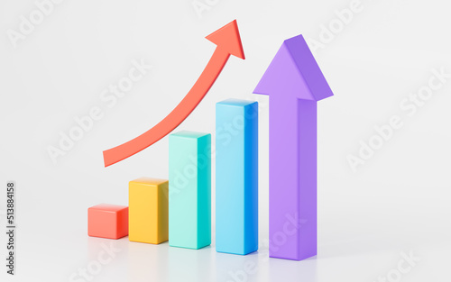 Business statistics chart, 3d rendering.