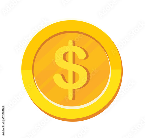Dollar gold coin. vector illustration