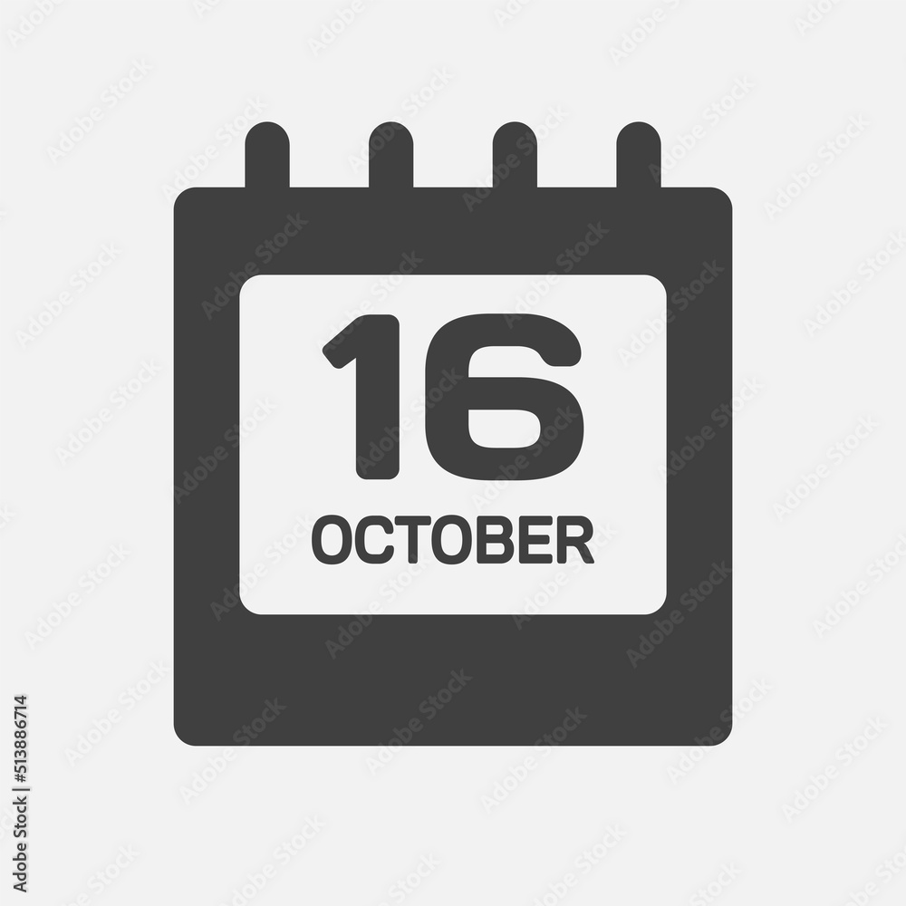 Icon page calendar day 16 October, template date