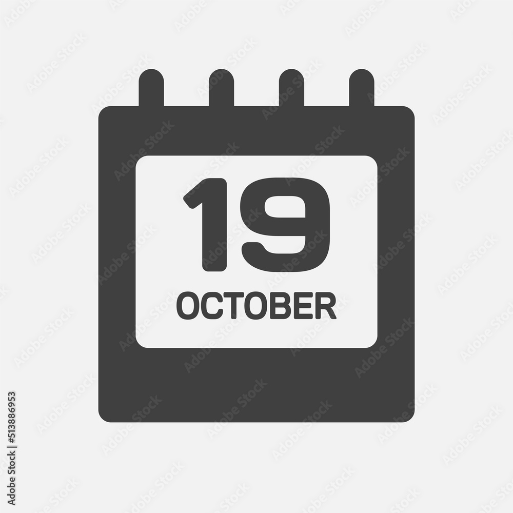 Icon page calendar day 19 October, template date Icon page calendar day 19 October, template date