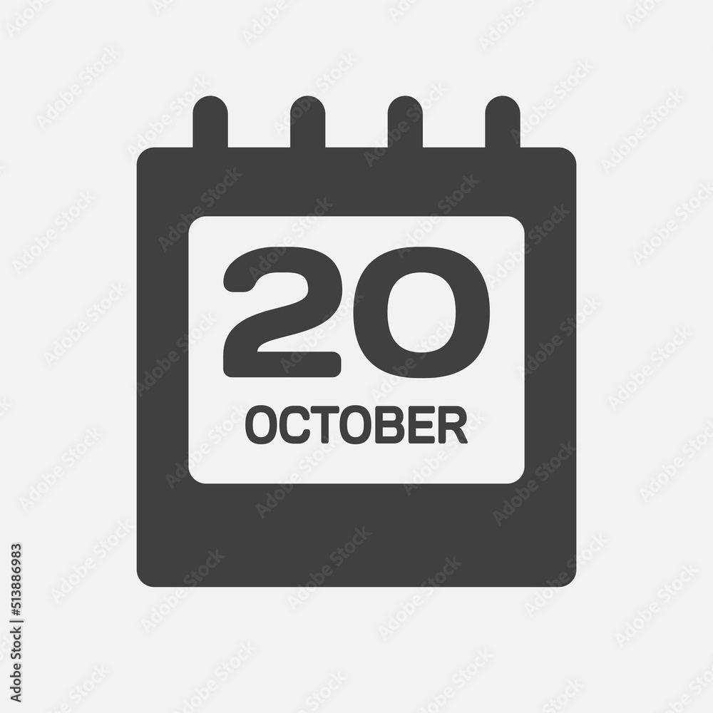 Icon page calendar day 20 October, template date Icon page calendar day 20 October, template date