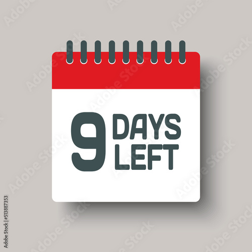 Countdown daily page calendar icon - 9 days left
