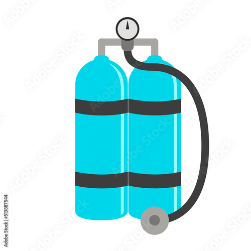 Scuba aqualung in cartoon style. Diving equipment flat design.