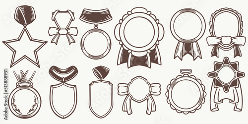 Twelve medals Hand drawn se...