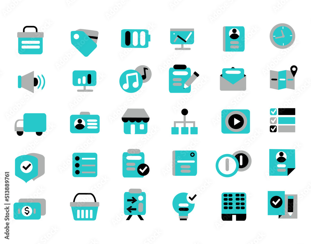 Vector mint set of icons for web and applications