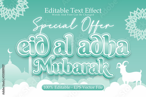 Special Offer Eid Al Adha Mubarak Editable Text Effect 3 Dimension Emboss Modern Style
