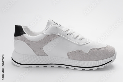 White shoes on gray and white background