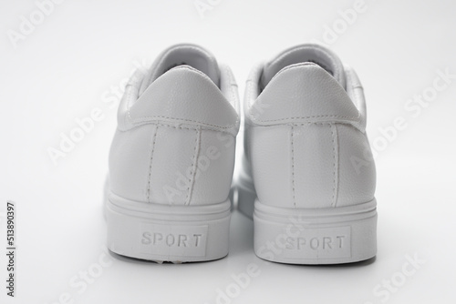 White shoes on gray and white background