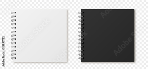 Mockup notepad with metal spiral. Realistic closed notebook or organizer.