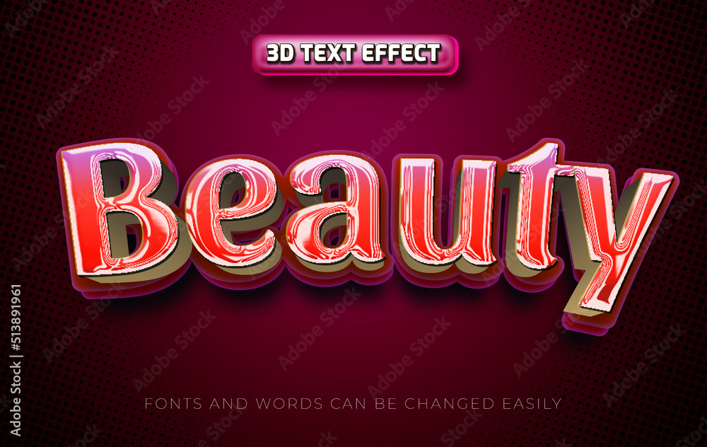 Beauty colorful 3d editable text effect style