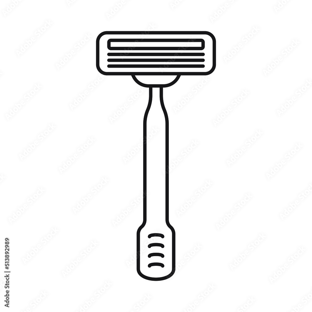 Shaving razor icon. Razor flat line icon. Expanded stroke. Shaving razor icon. Razor flat line icon. Expanded stroke.