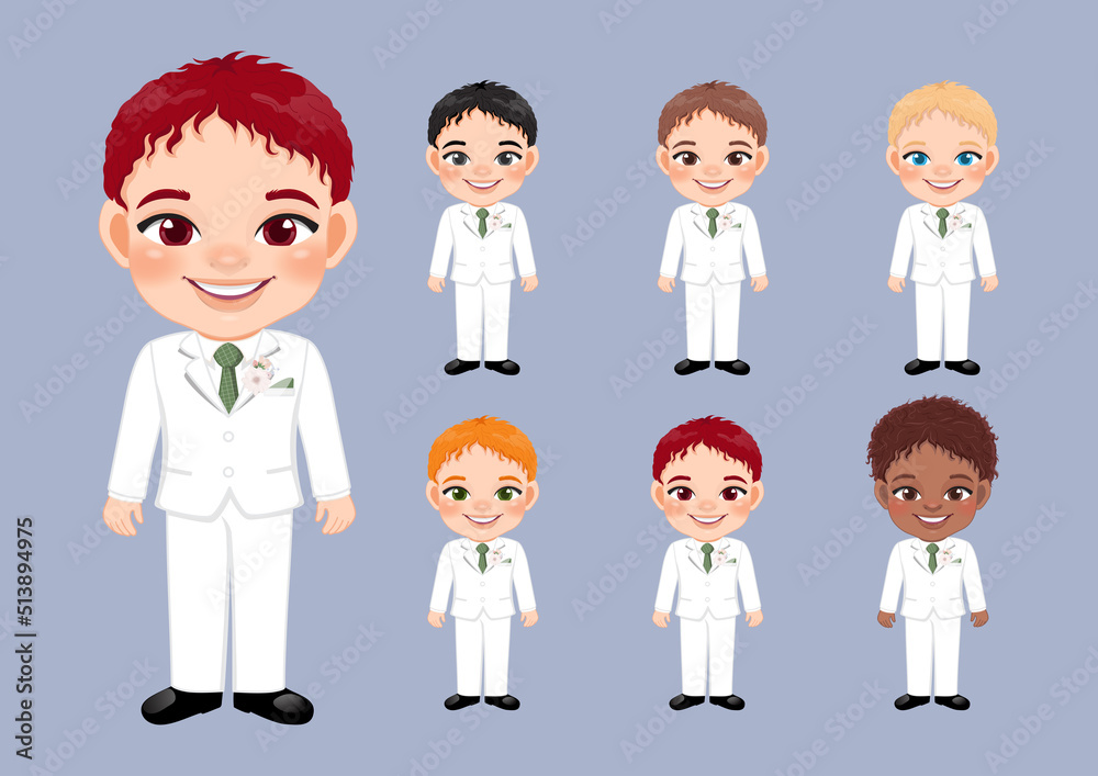 Set of Diverse Groom or Marriage Design Concept Vector