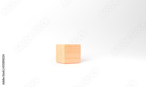 3d rendering business concept minimal as group of wood cube for your text banner. 3D render arrange lined up blank wooden cubes on white background copy space for input wording and infographic icon