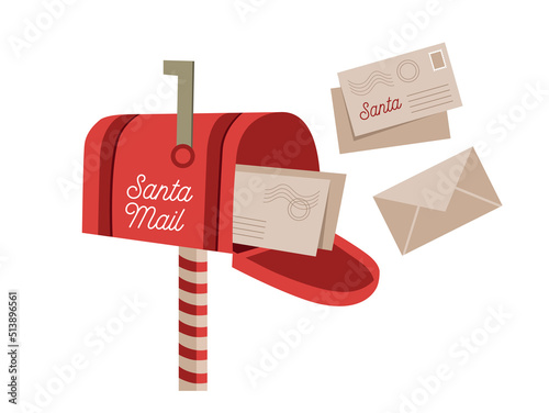 Traditional red mailbox for Christmas holidays.	
