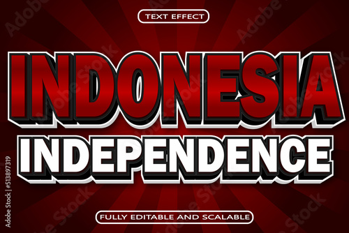 Indonesia Independence Day Editable Text Effect 3 Dimension Emboss Modern Style