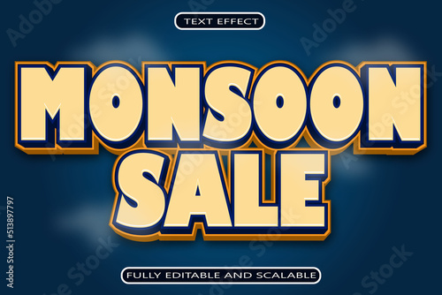 Monsoon Sale Editable Text Effect 3D Emboss  Modern Style