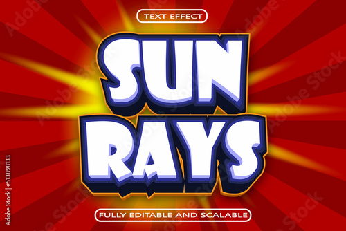 Sun Rays Editable Text Effect 3 Dimension Emboss Modern Style