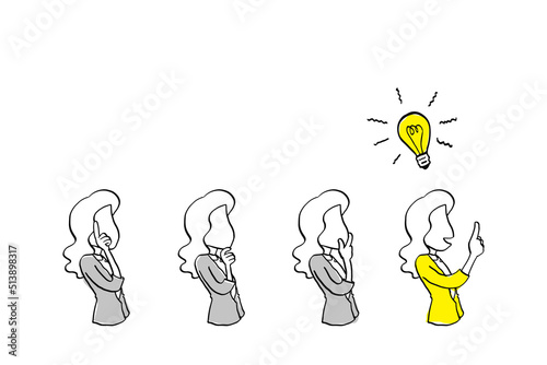 Concept of thought process for generating ideas. Cartoon vector illustration design