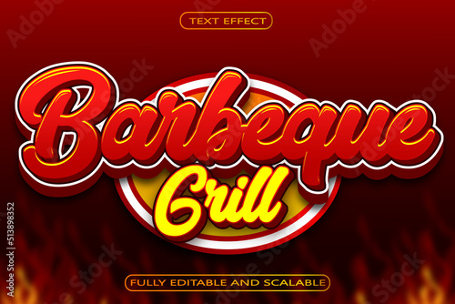 Baberque Grill Editable Text Effect 3D Emboss  Modern Style