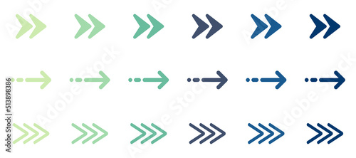 Colorful Arrow Digital Icon Set. Direction, Navigation, Orientation, Download Cursor Pictogram. Right, Next, Share Link, Back, Forward Symbol. Undo Button Icon. Isolated Vector Illustration